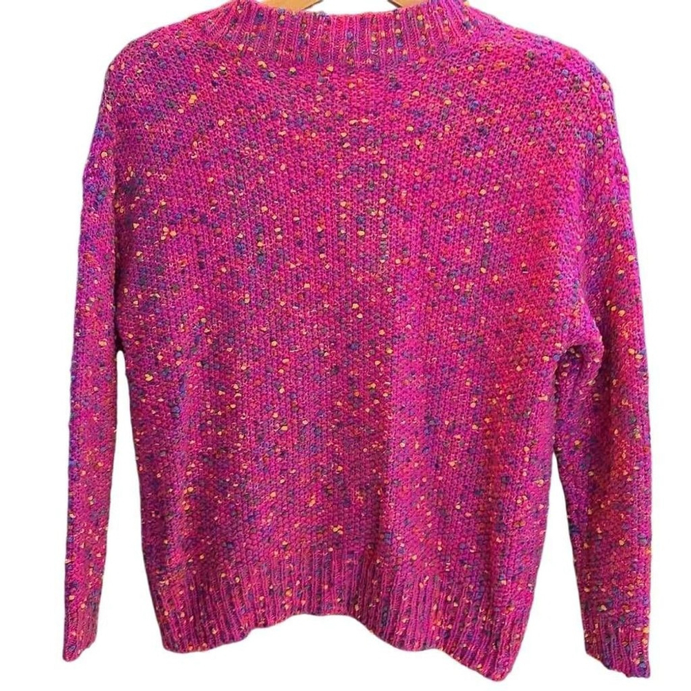 Main Strip Pink Confetti Heavy Winter Sweater. Pink, yellow, blue. Size Medium - Picture 3 of 4